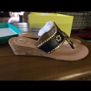 Jack Rodgers - Navy & Gold Mid-Wedge - in box